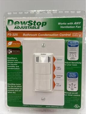 DewStop Adjustable Bathroom Condensation/Humidity Control w/Light FS-325